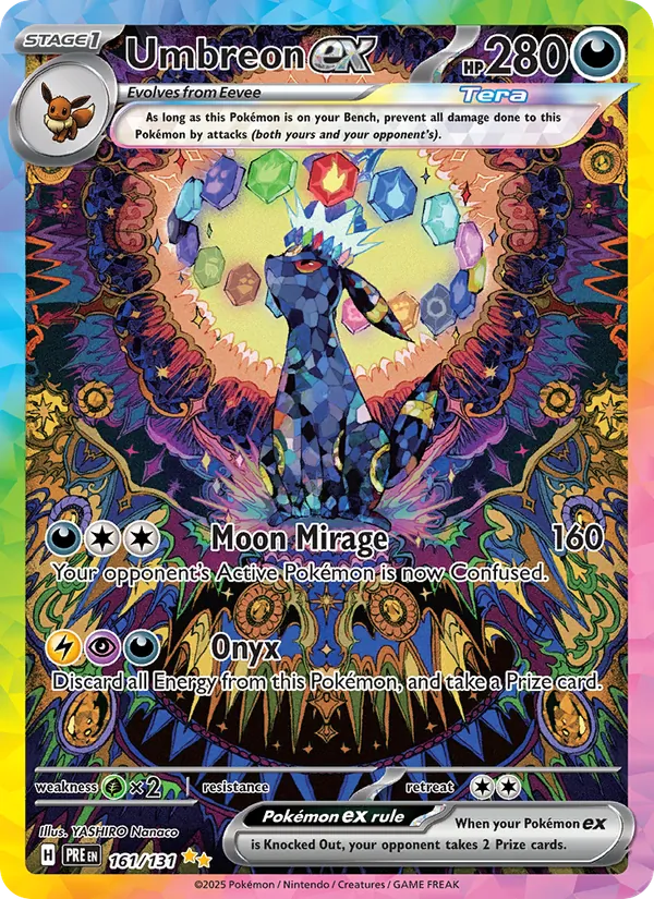 Carta Umbreon ex, 161/131, da coleção Evoluções Prismáticas